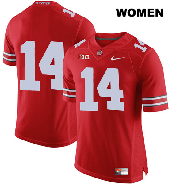 Ohio State Buckeyes Women's K.J. Hill #14 Red Authentic Nike No Name College NCAA Stitched Football Jersey LV19B34ZC